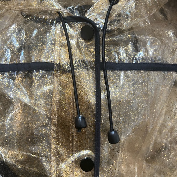 Iconic Gold Glitter Transparent Rain Jacket Coat Topshop - Picture 5 of 7